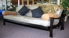 Futon Frame 'Deco' on Java finish- Like a sleeper sofa but more comfortable and easier to move.