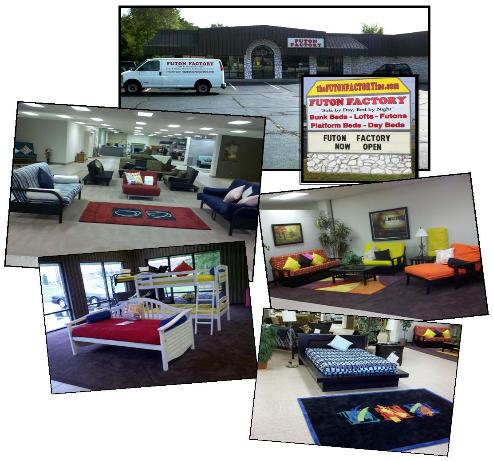 the new futon factory, in Mishawaka, near South Bend, Notre Dame, Elkhart, Michigan, and Michiana. More Day beds, Bunk beds, futons.