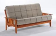 Affordable and sturdy hardwood futon frame available in 2 colors of wood.